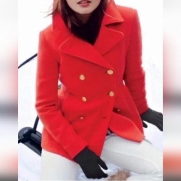 J. Crew Jackets & Blazers - J CREW Peacoat Wool By Nello Gori 100% Wool Burnt Dark Orange Jacket Size 8